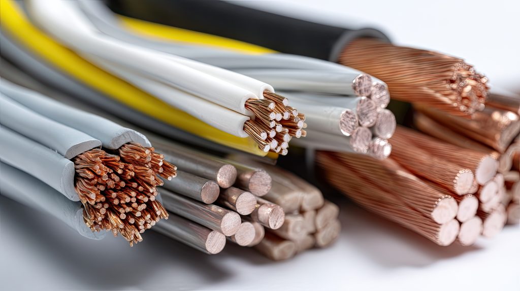 electrical wires and cables, including copper and aluminum, showcased